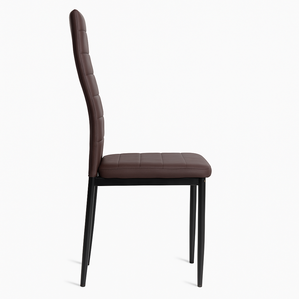 Set 4 sedie in ecopelle con gambe in metallo – schienale alto, imbottitura confortevole – colori bianco, nero o marrone – sedie da pranzo moderne per cucina, soggiorno o sala d’attesa