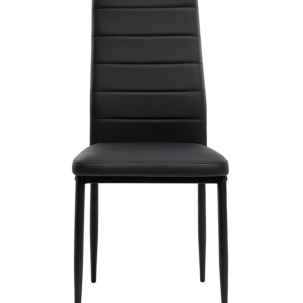 Set 4 sedie in ecopelle con gambe in metallo – schienale alto, imbottitura confortevole – colori bianco, nero o marrone – sedie da pranzo moderne per cucina, soggiorno o sala d’attesa