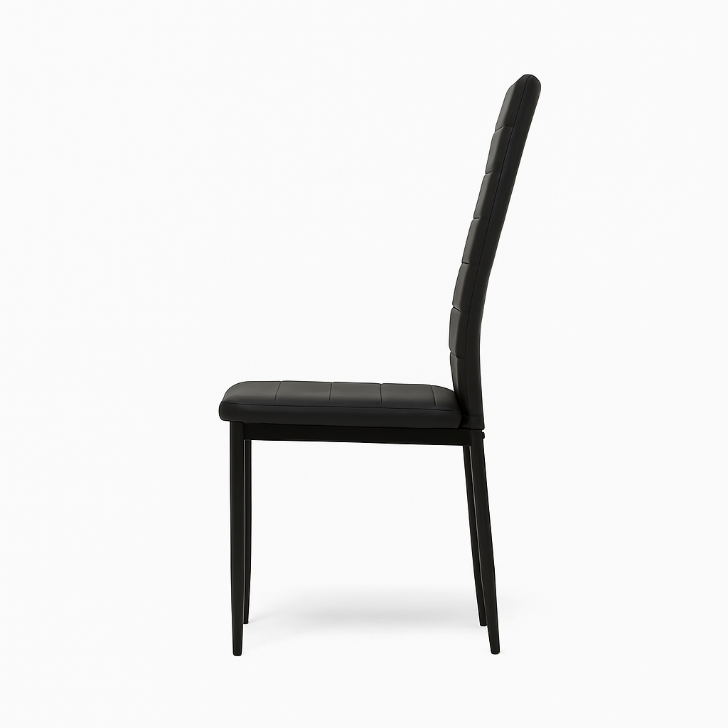 Set 4 sedie in ecopelle con gambe in metallo – schienale alto, imbottitura confortevole – colori bianco, nero o marrone – sedie da pranzo moderne per cucina, soggiorno o sala d’attesa