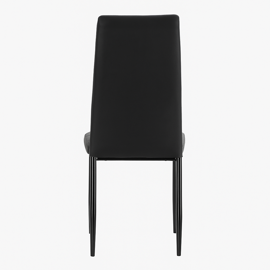 Set 4 sedie in ecopelle con gambe in metallo – schienale alto, imbottitura confortevole – colori bianco, nero o marrone – sedie da pranzo moderne per cucina, soggiorno o sala d’attesa