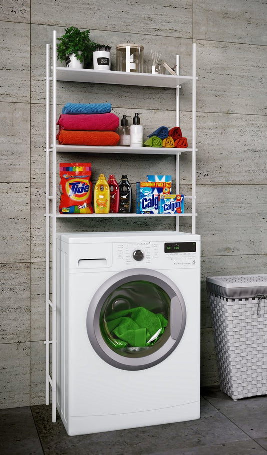 Mobile per lavatrice in metallo Mobiletto bagno salvaspazio L68xP25xH160cm