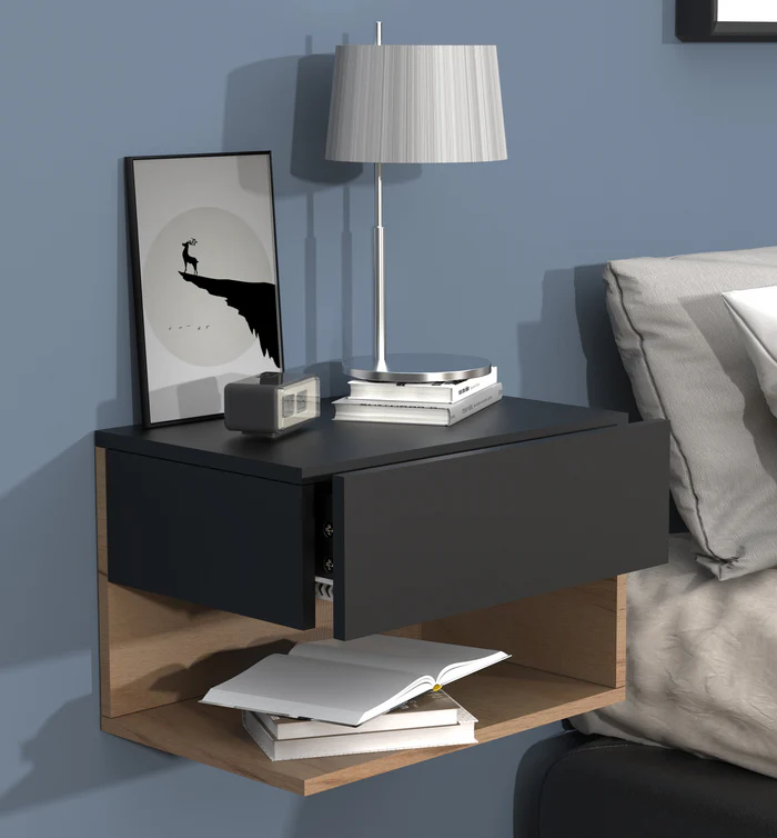 Comodino da letto  sospeso a muro con cassetto  30 x 45 x 32 cm