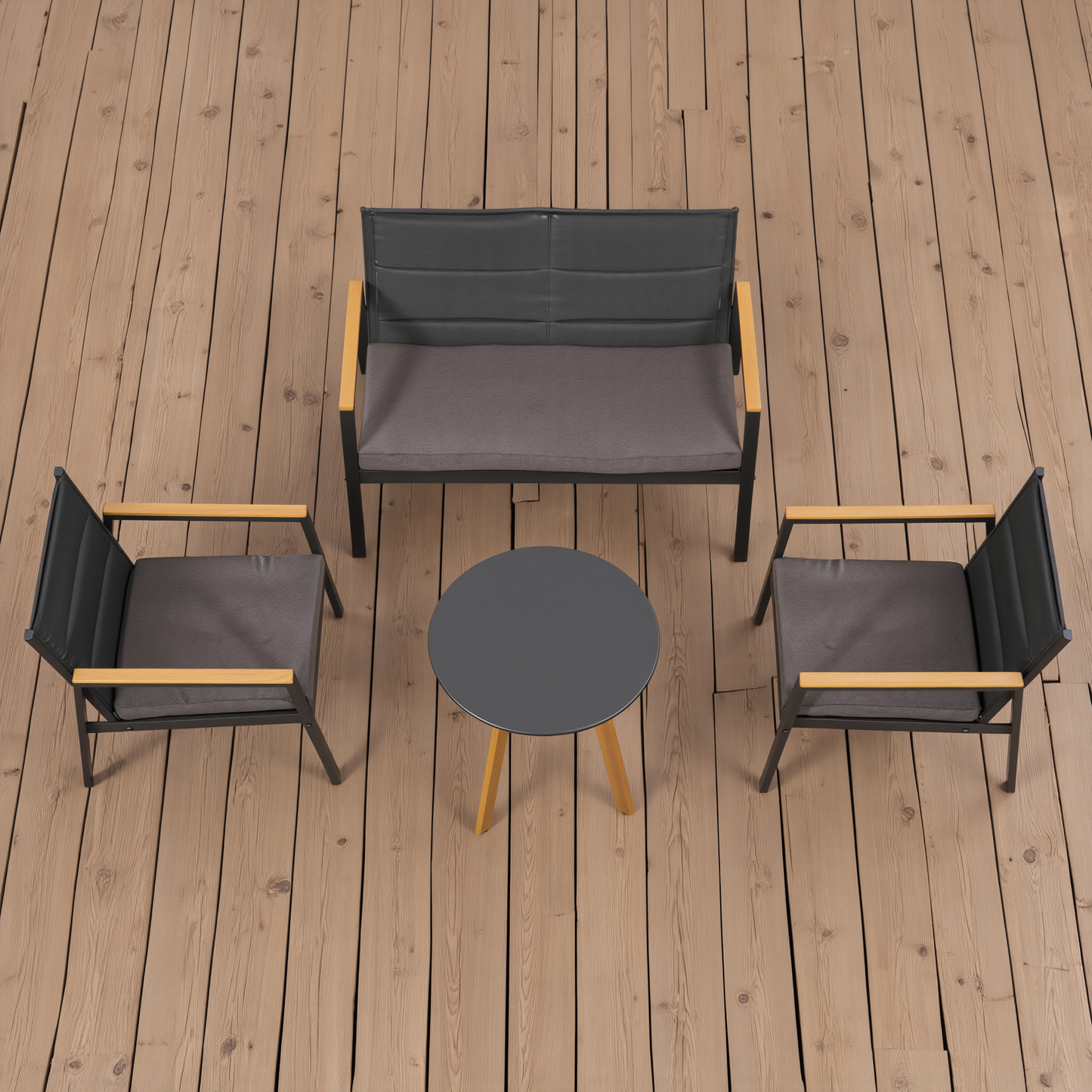Salotto da giardino Set Lounge KYOTO da Giardino 4 Pezzi tavolino 2 sedie poltrona con Cuscini - set da giardino