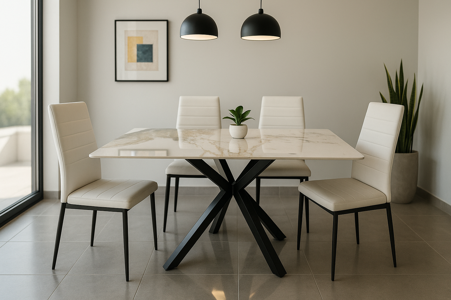 TAVOLO IN CERAMICA DA PRANZO CON SUPERFICIE LUCIDA 150x90cm