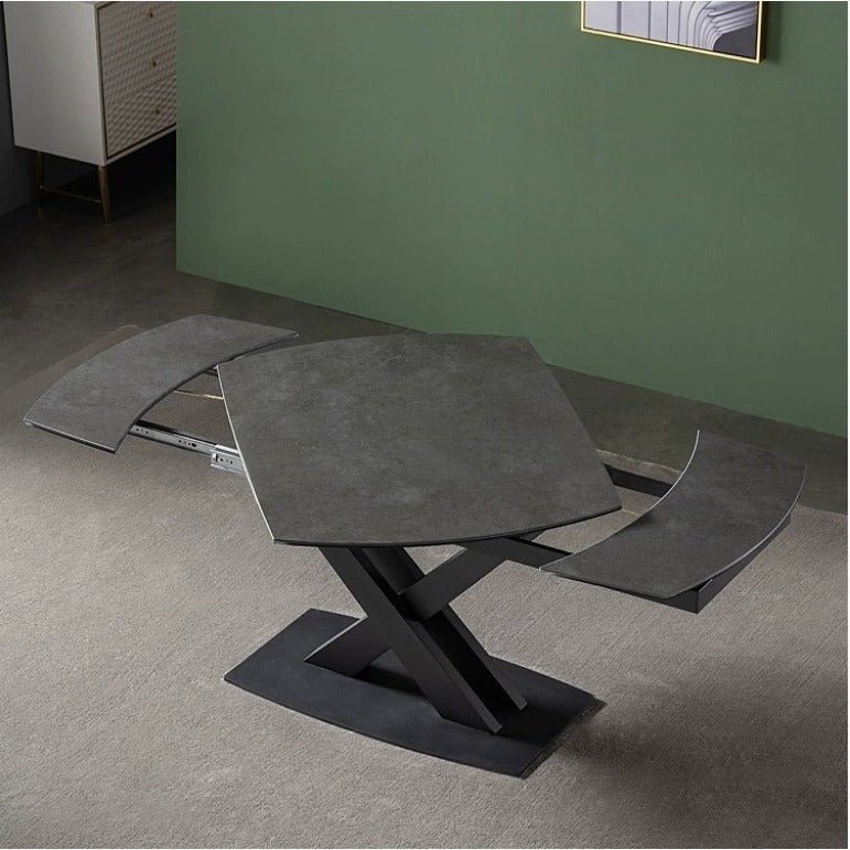 TAVOLO BALEARI CYBERT ALLUNGABILE AUTOMATICO PIANO IN CERMAICA GAMBE IN FERRO 120-180x95 cm