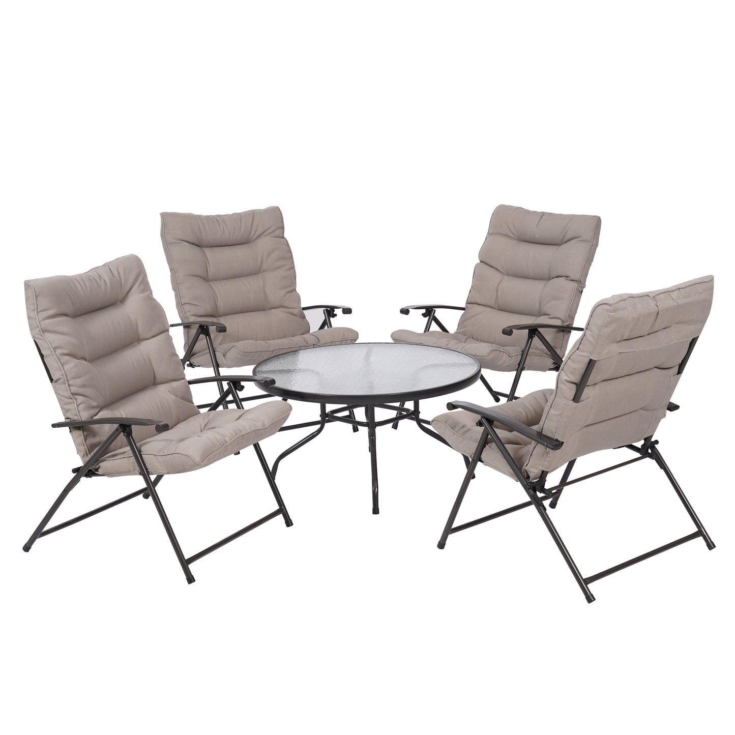 Set da giardino Relax SANTORINI  Pieghevole 5 Pezzi tavolino con 4 sedie con Cuscini