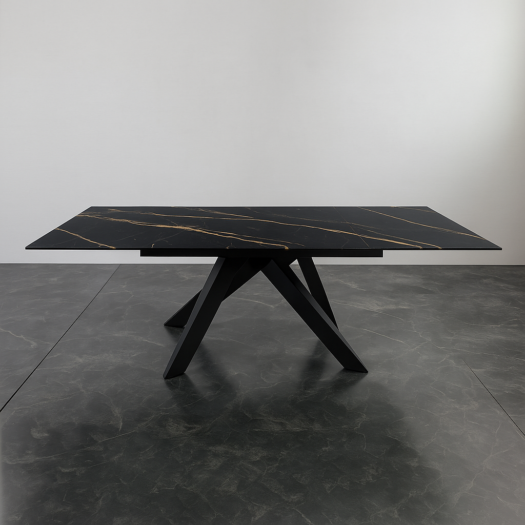 Tavolo allungabile in ceramica 160–240 cm con gambe incrociate in ferro
