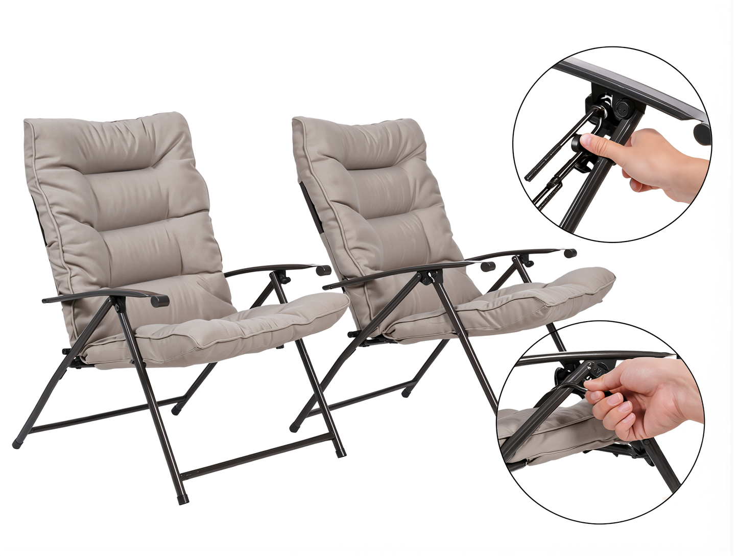 Set da giardino Relax SANTORINI  Pieghevole 5 Pezzi tavolino con 4 sedie con Cuscini
