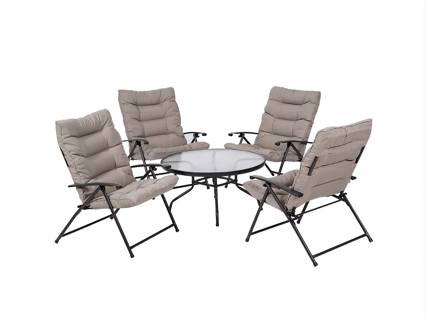 Set da giardino Relax SANTORINI  Pieghevole 5 Pezzi tavolino con 4 sedie con Cuscini
