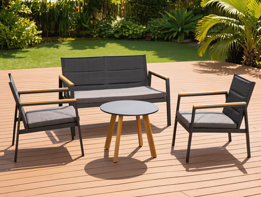 Salotto da giardino Set Lounge KYOTO da Giardino 4 Pezzi tavolino 2 sedie poltrona con Cuscini - set da giardino