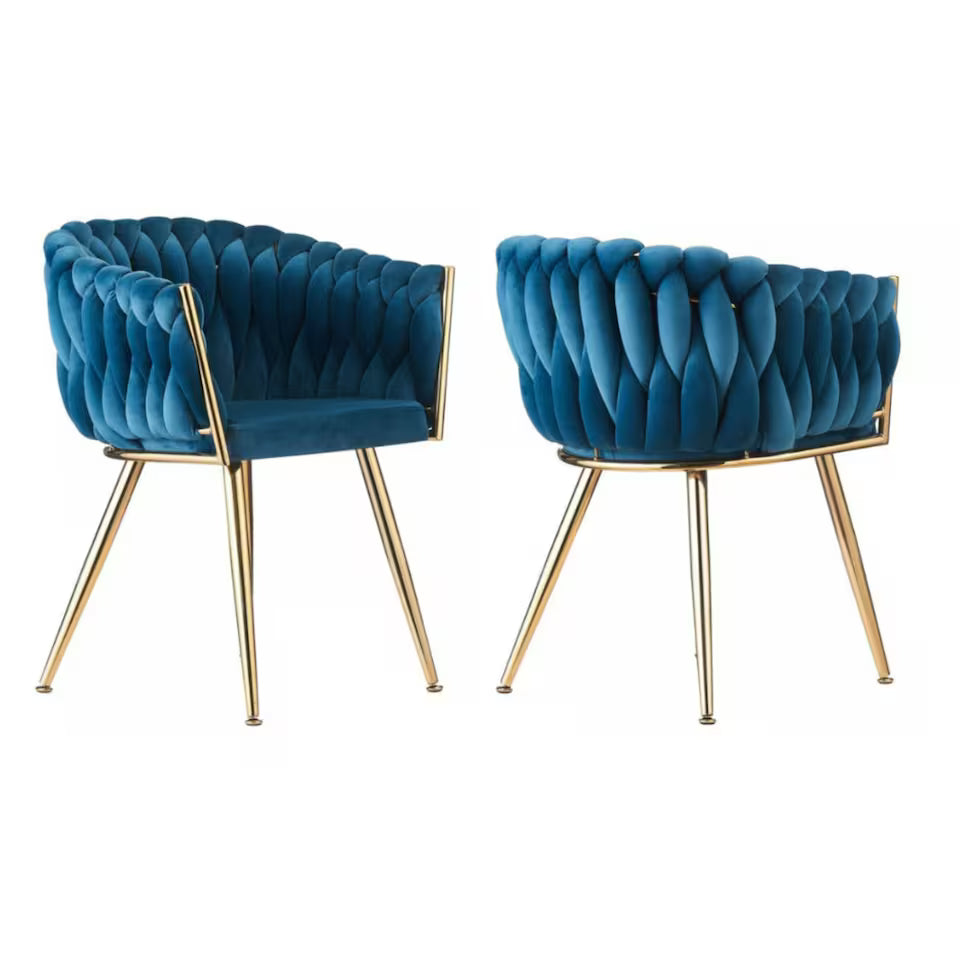 Poltrona in Velluto Cocoon — Design Intrecciato, Gambe Oro