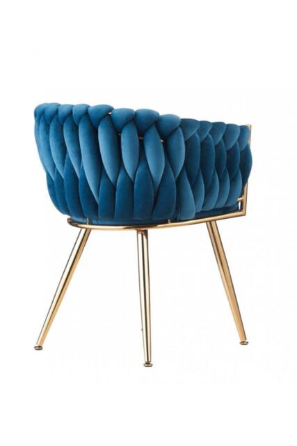 Poltrona in Velluto Cocoon — Design Intrecciato, Gambe Oro