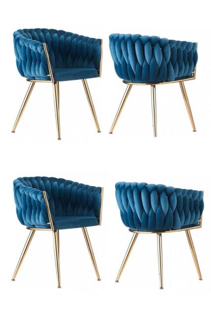 Poltrona in Velluto Cocoon — Design Intrecciato, Gambe Oro