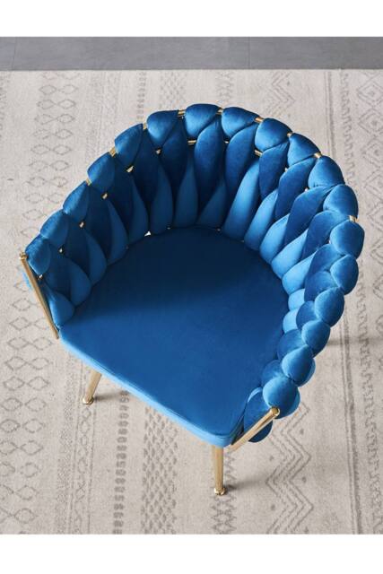 Poltrona in Velluto Cocoon — Design Intrecciato, Gambe Oro
