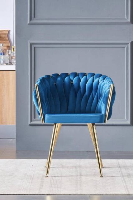 Poltrona in Velluto Cocoon — Design Intrecciato, Gambe Oro