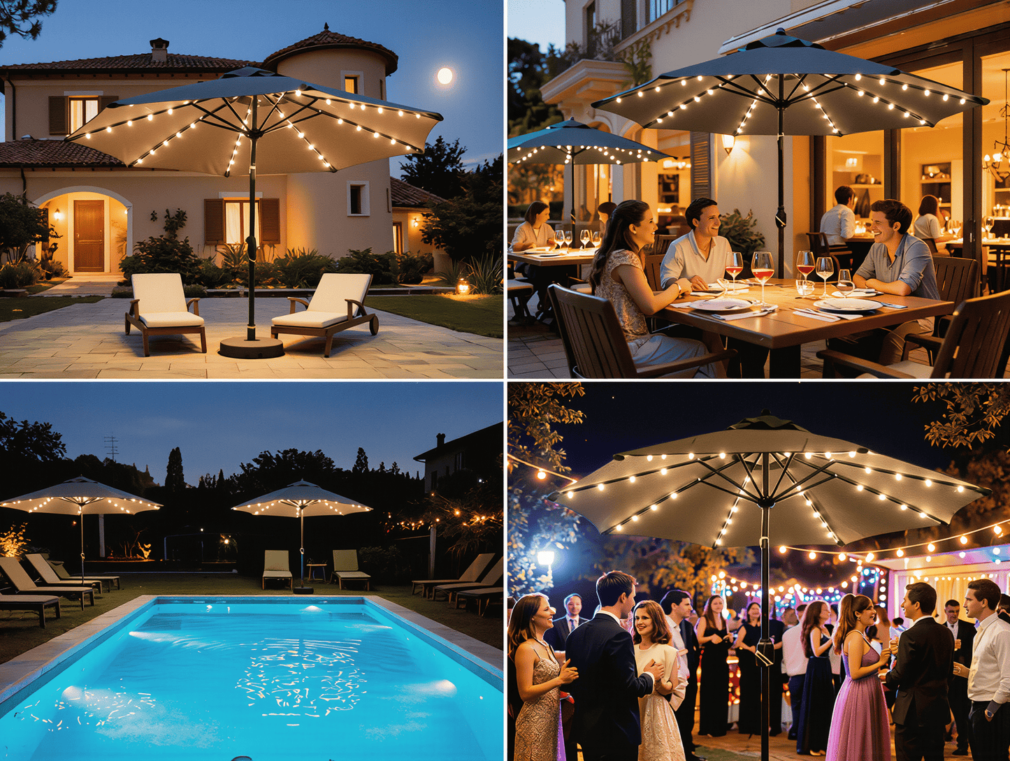 Ombrellone BALì 3M inclinabile con Luci LED Solari