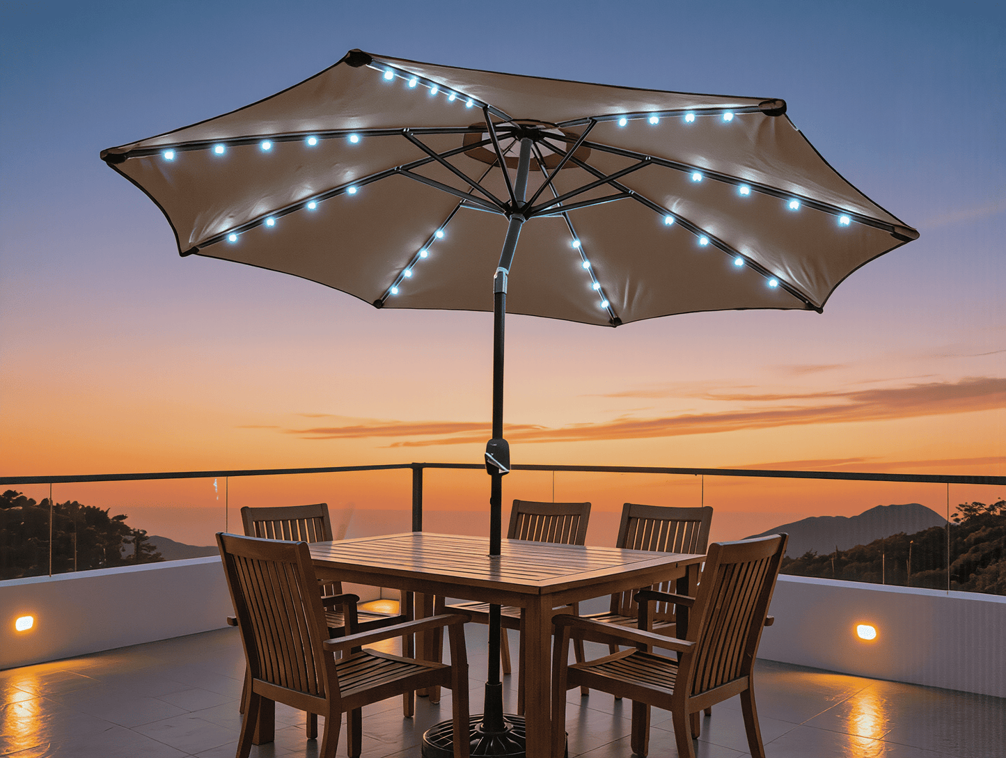Ombrellone BALì 3M inclinabile con Luci LED Solari