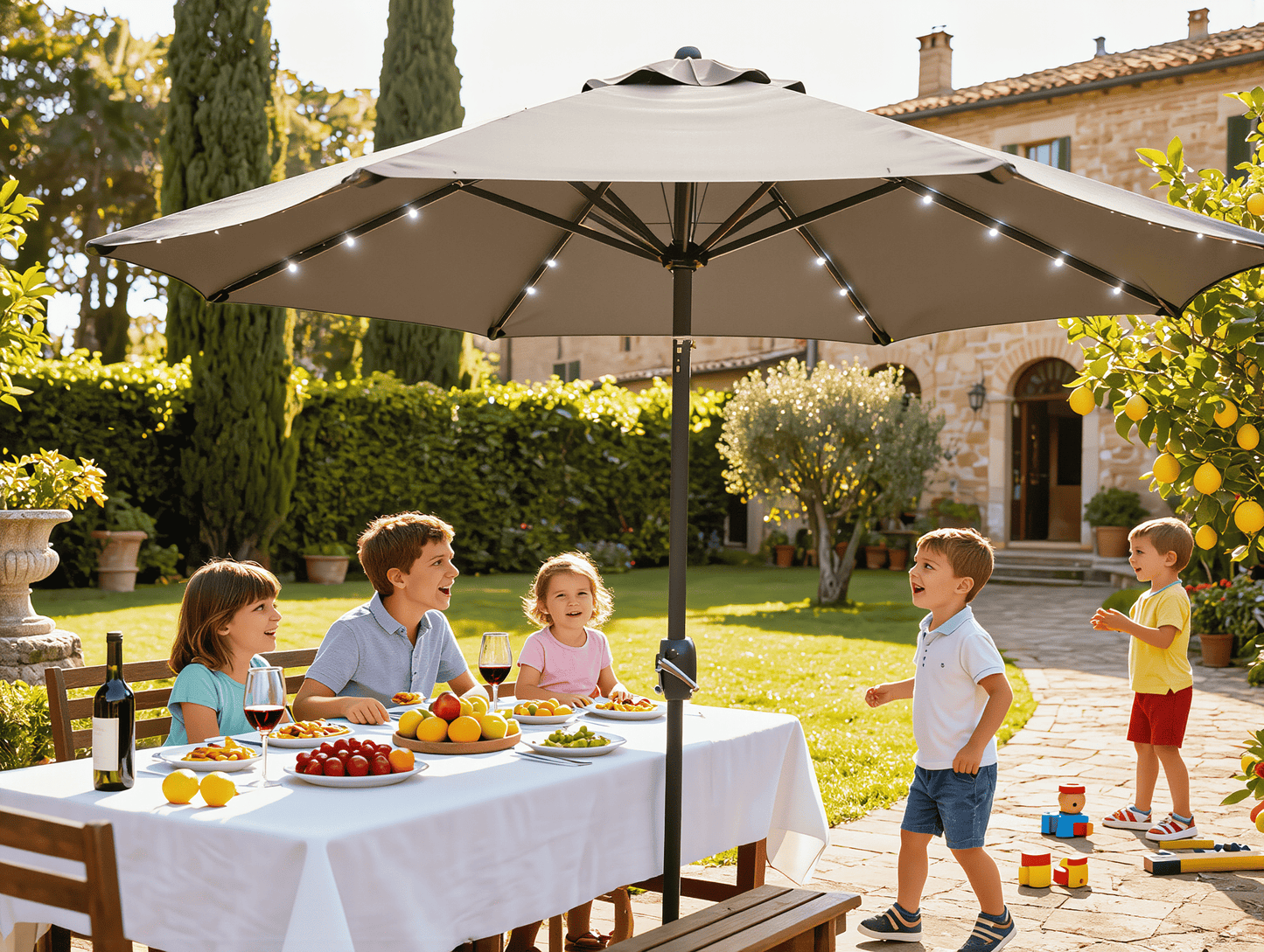 Ombrellone BALì 3M inclinabile con Luci LED Solari
