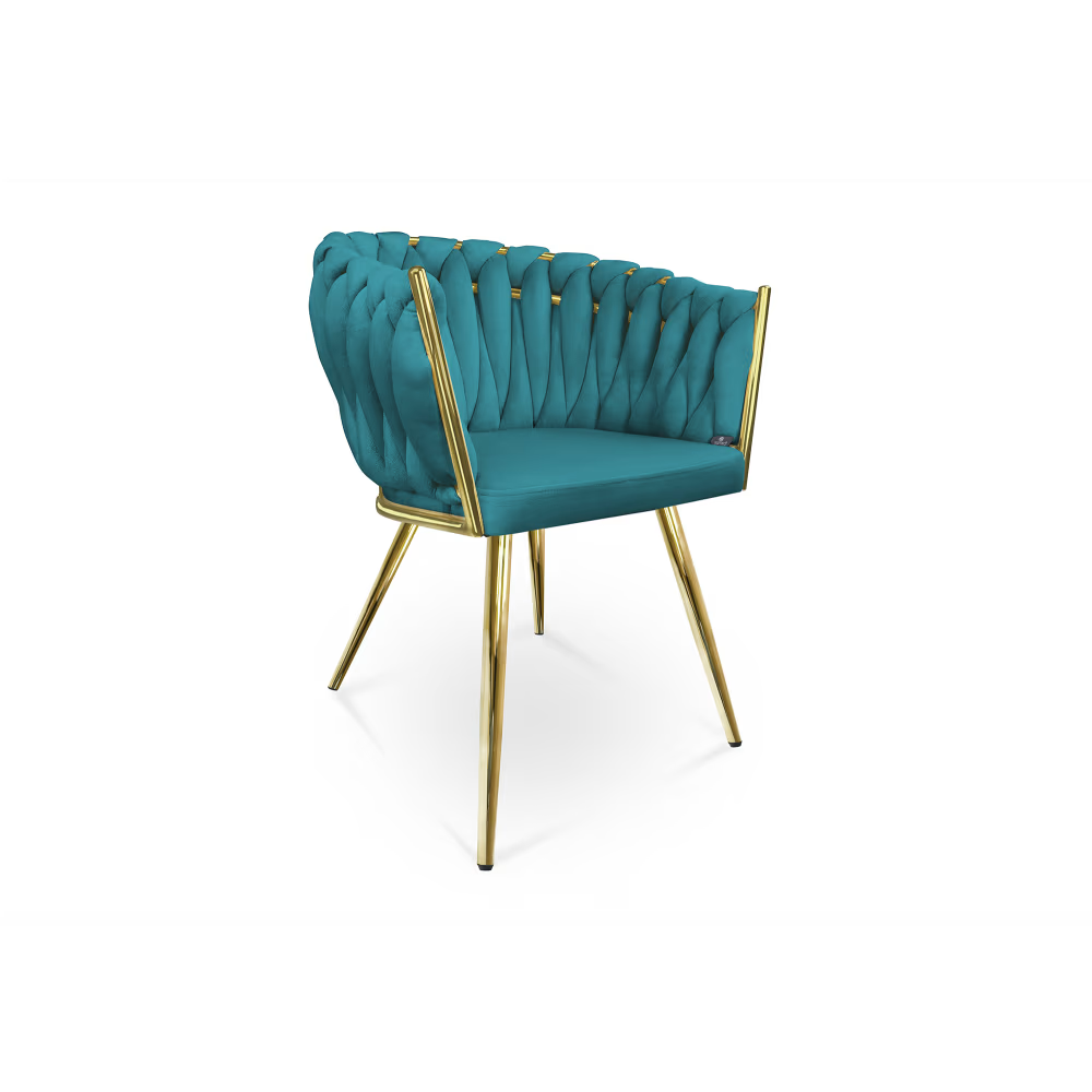 Poltrona in Velluto Cocoon — Design Intrecciato, Gambe Oro