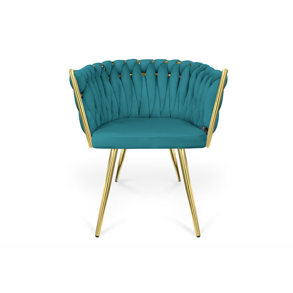 Poltrona in Velluto Cocoon — Design Intrecciato, Gambe Oro