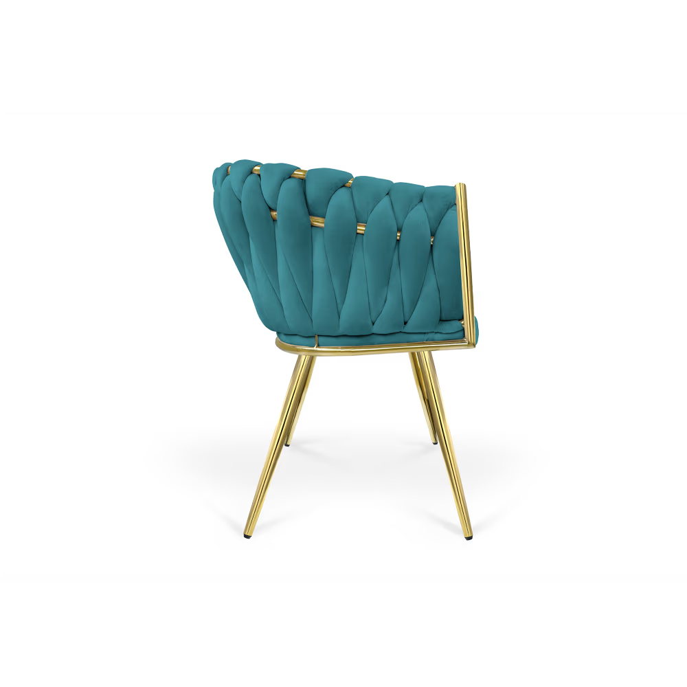 Poltrona in Velluto Cocoon — Design Intrecciato, Gambe Oro