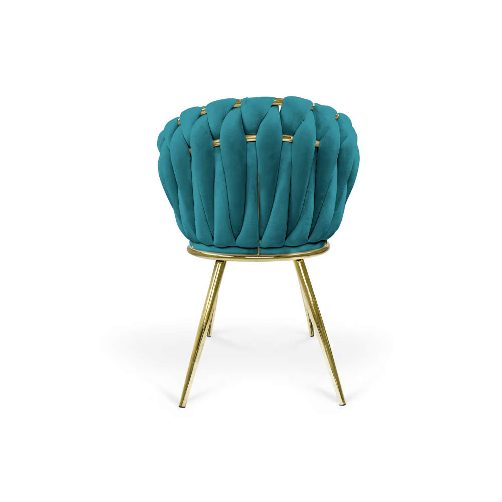 Poltrona in Velluto Cocoon — Design Intrecciato, Gambe Oro