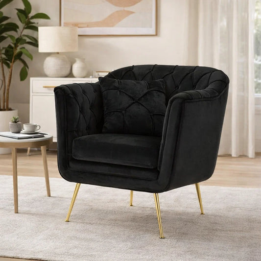 Poltrona Budapest in velluto/tessuto nero con cuscino – Mauro Ferretti – 88x83x91 cm