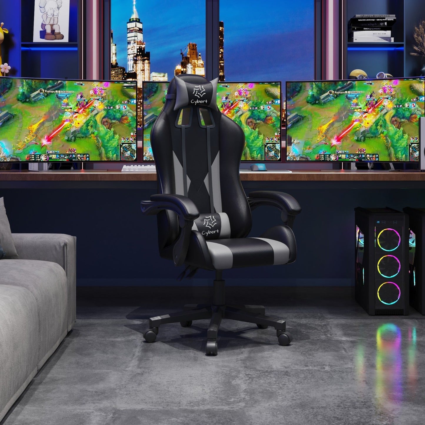 Sedia da Gaming / Ufficio ERGONOMICA IN ECOPELLE CON TASTIERA E MOUSE A LED IN REGALO